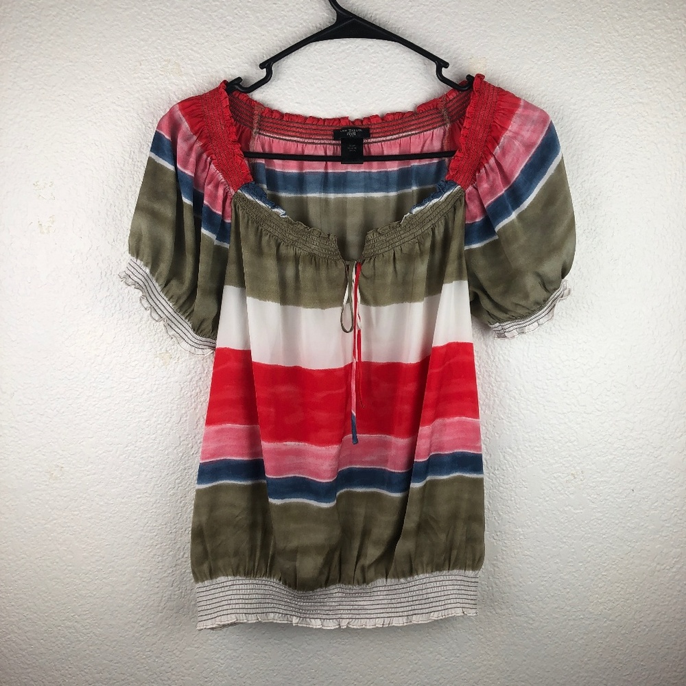 ✨Ann Taylor Multi-Color Striped Peasant Blouse